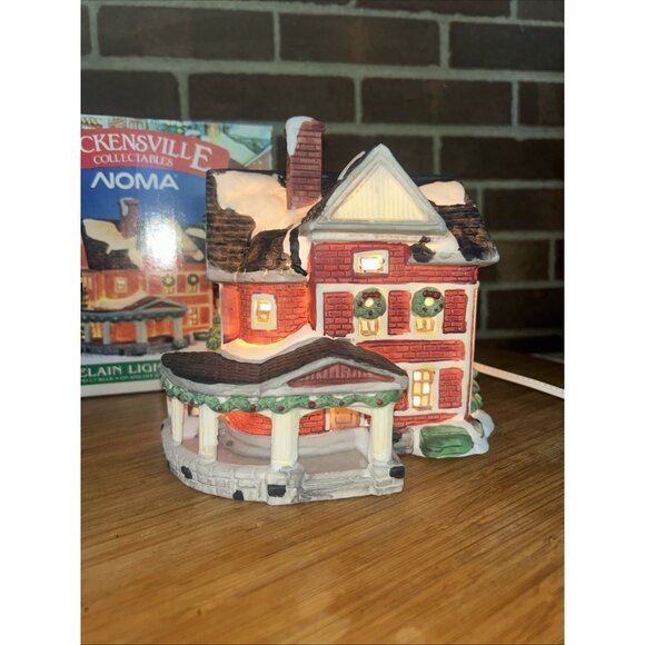 Dickensville Christmas Village 3 Story Brick House 1990 Rex & Lee NOMA With Box - Picture 3 of 9